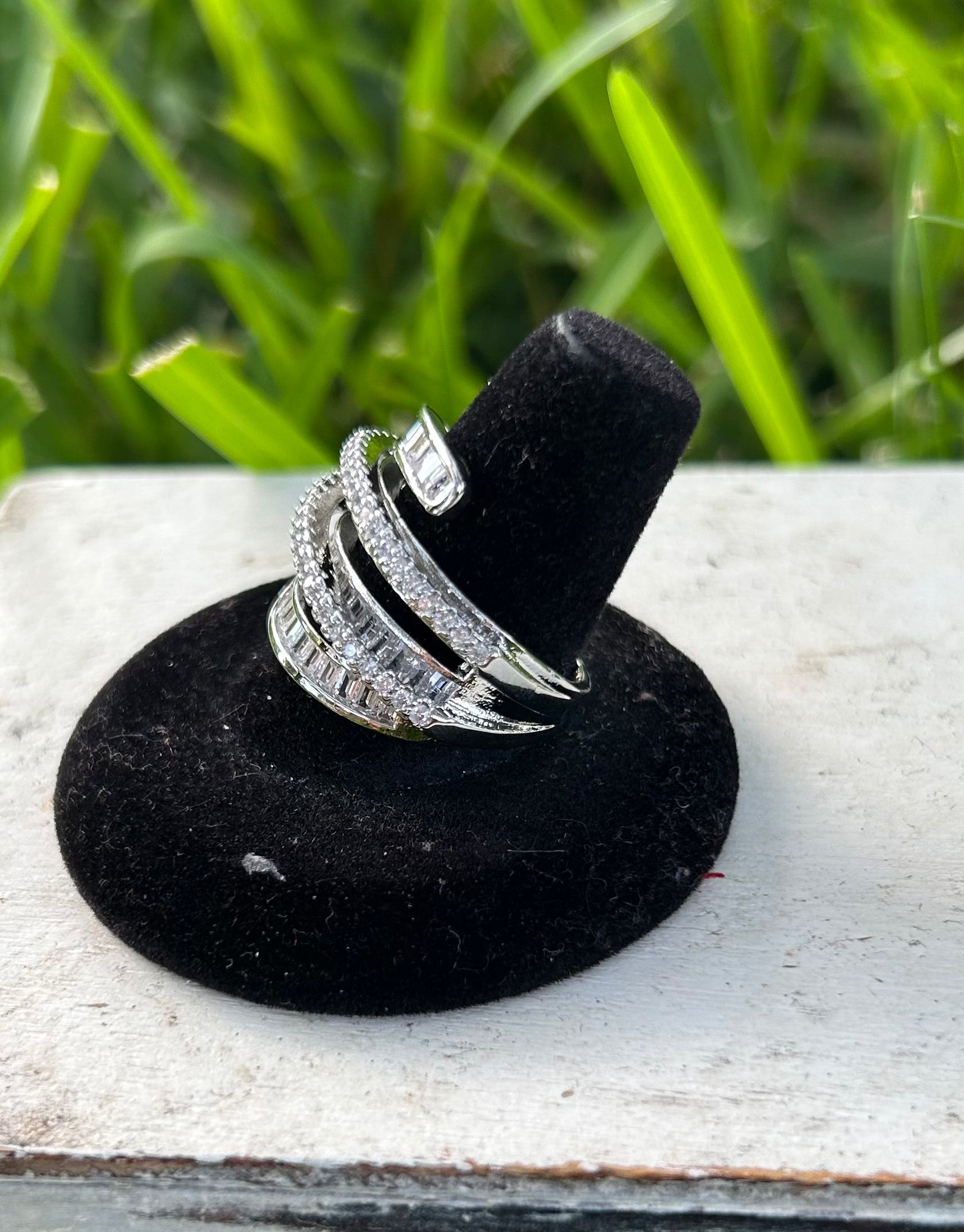 925 Sterling Silver Crystal Cocktail Ring