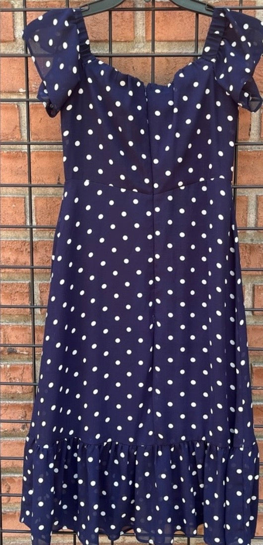 Lulus Navy and White Polka Dot Dress