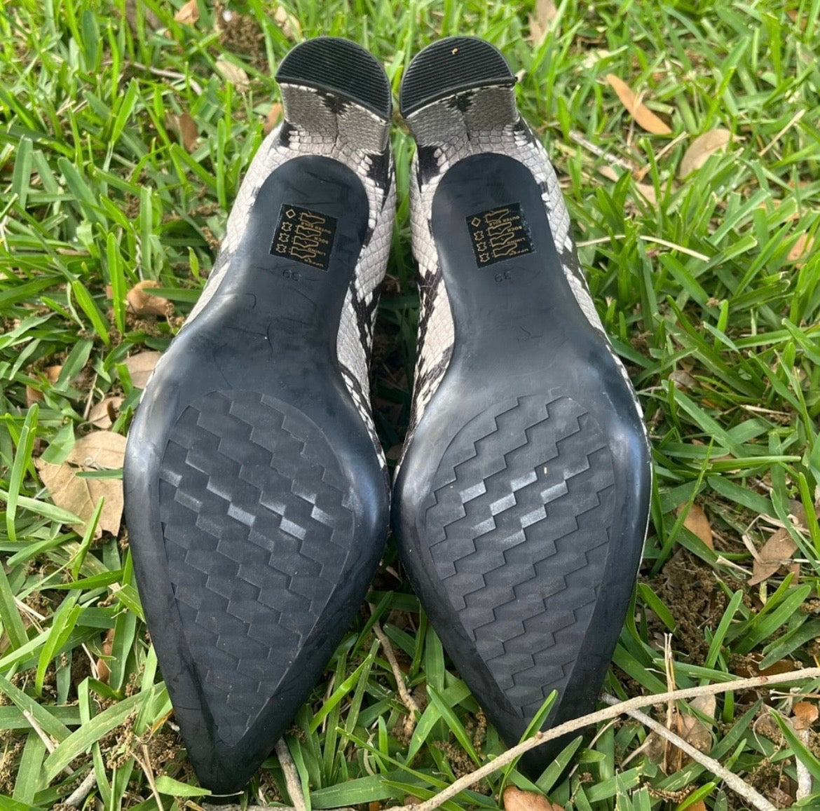 Bruno Premi Snakeskin Heeled Booties
