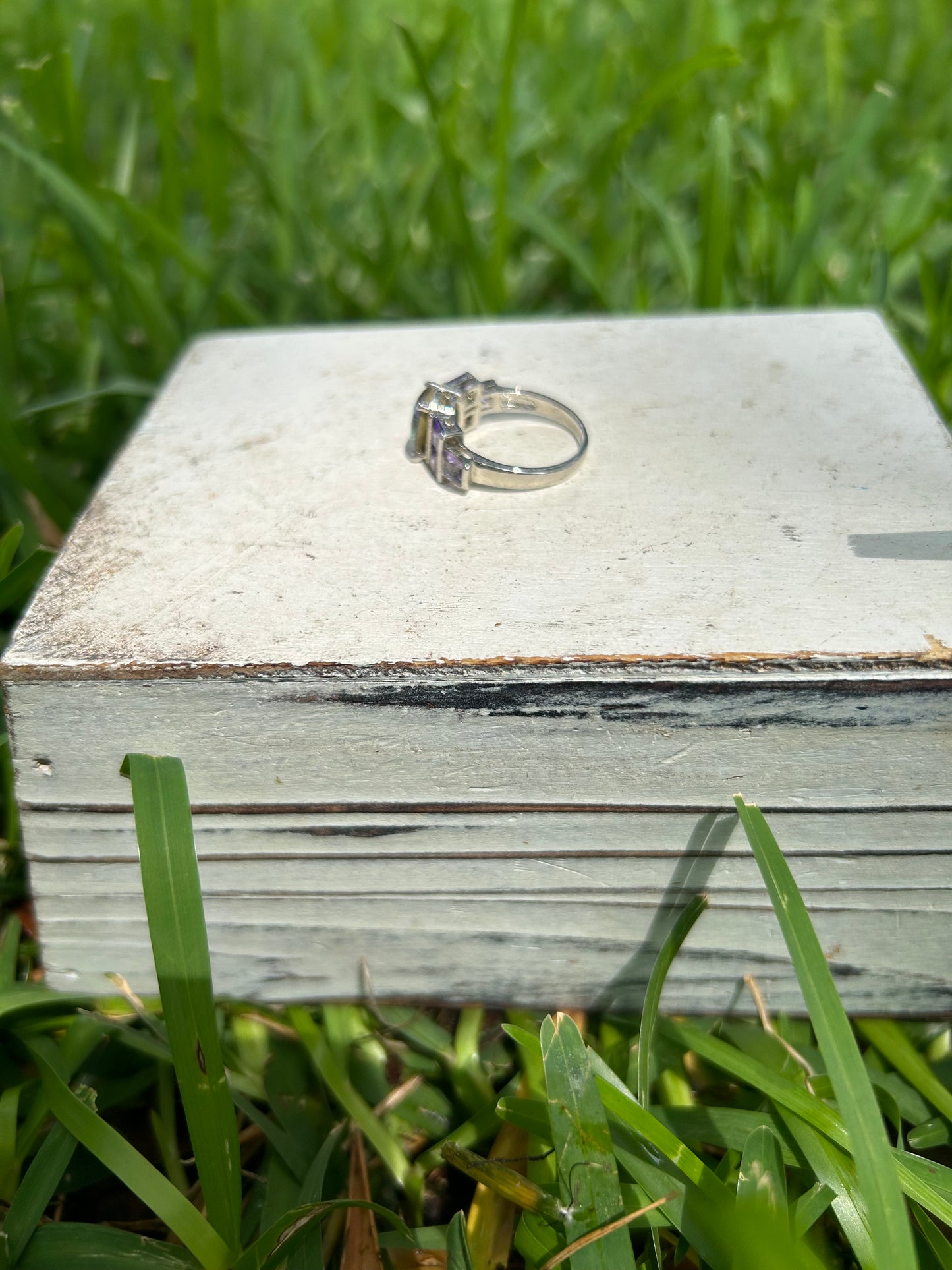 925 Sterling Silver Rainbow & Amethyst Ring