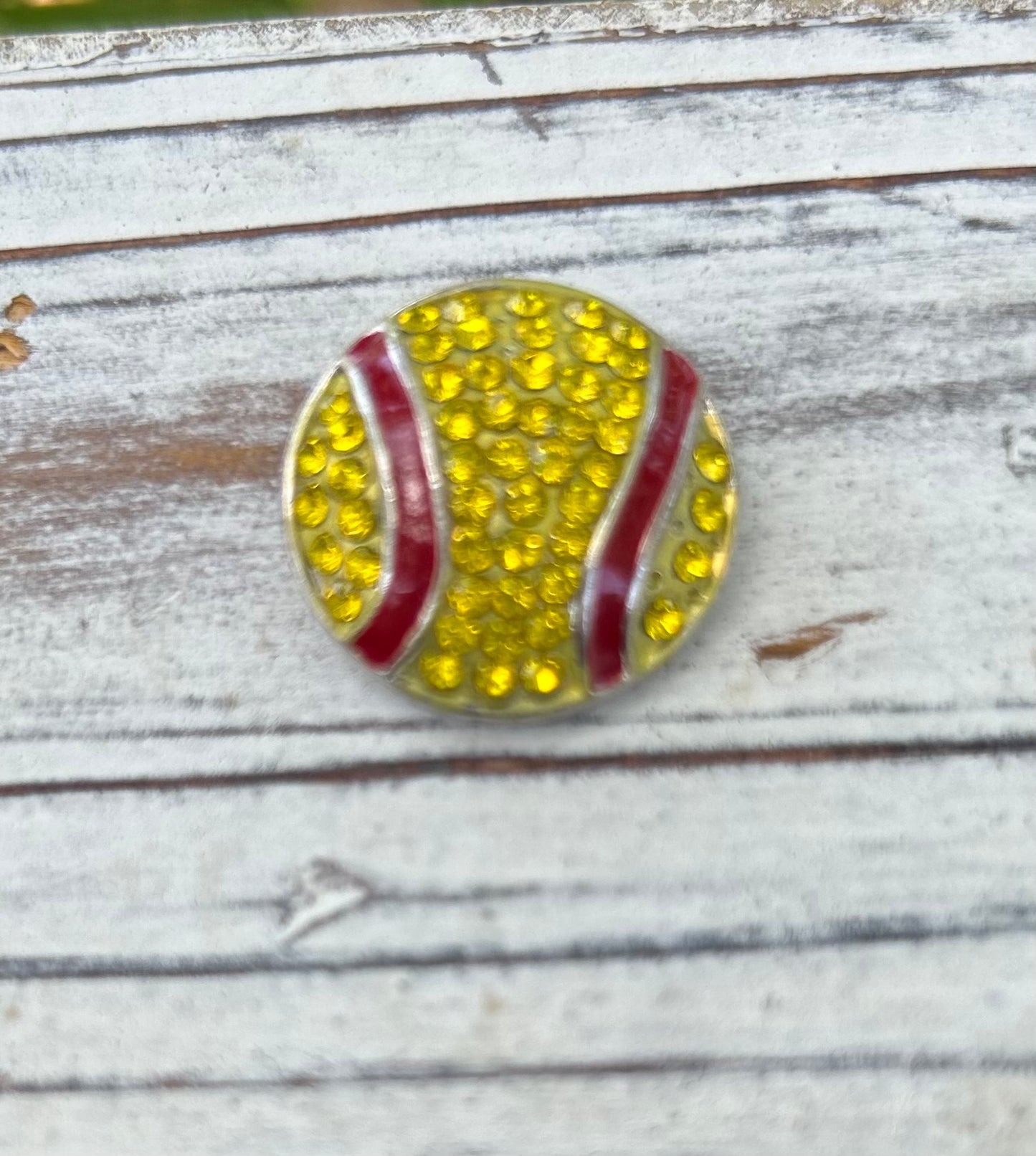 Rhinestone Softball Snap Bead 18mm