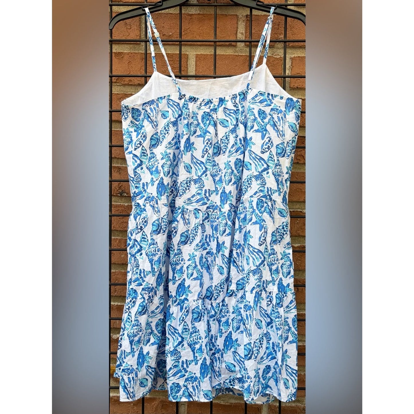 Lilly Pulitzer Alessia Cotton Blue Shell-Print Tiered Sundress