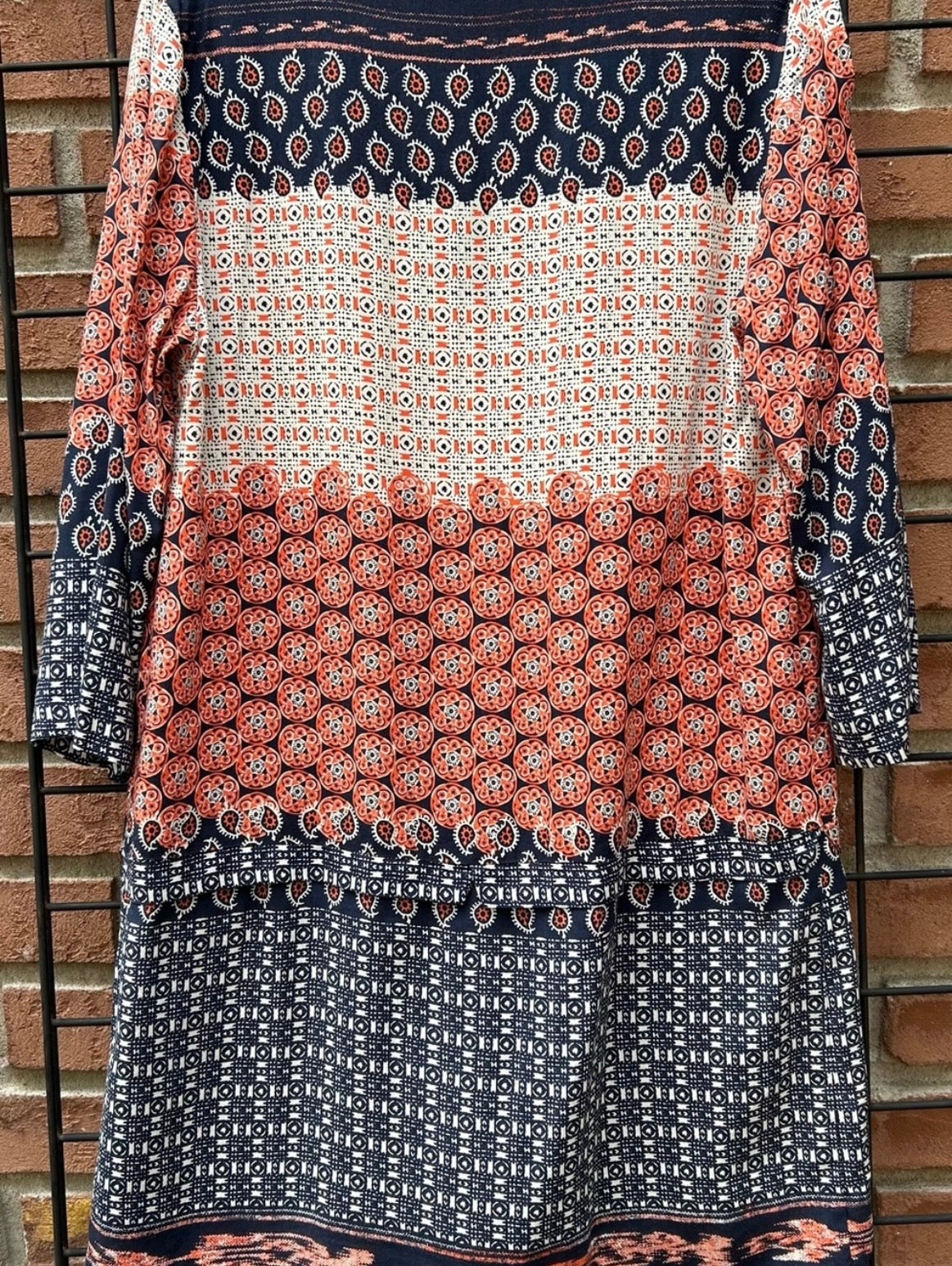 Zara Navy and Coral Mixed Print Shirt Dress
