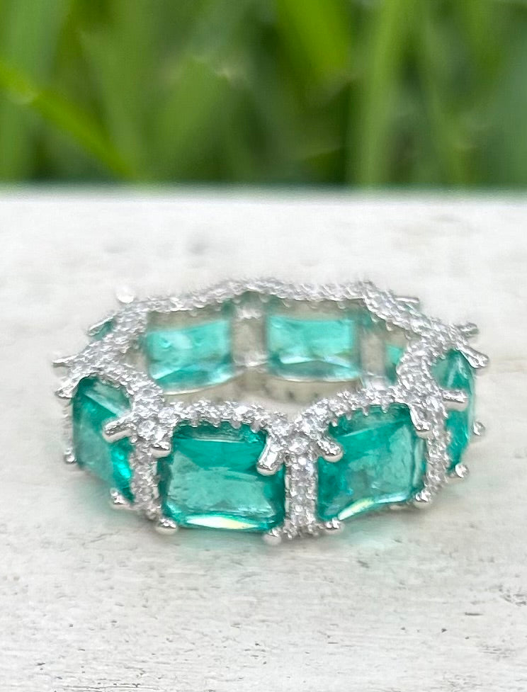 925 Sterling Silver Aqua Tourmaline Ring