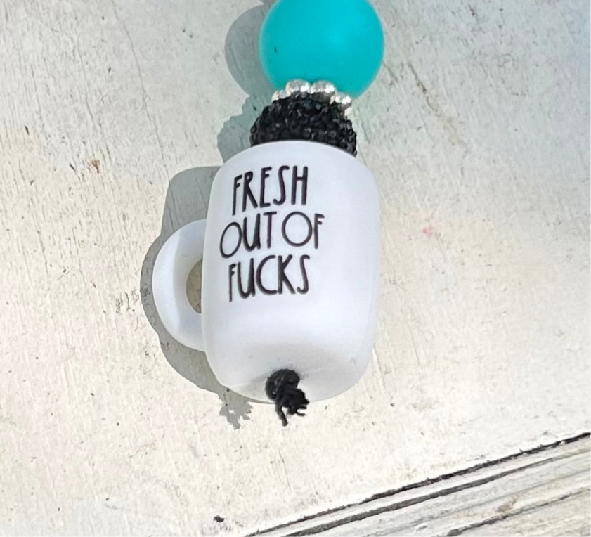 Fresh Out Of F Turquoise and White Beaded Keychain/Purse Charm