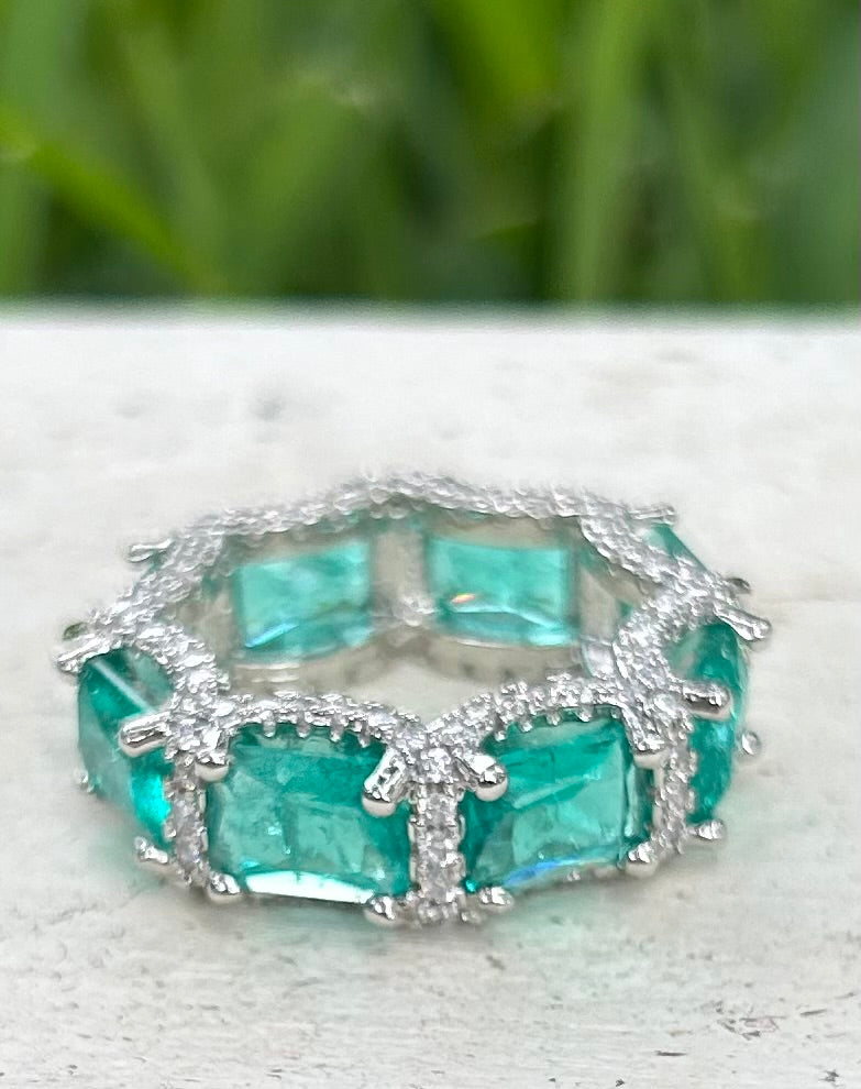 925 Sterling Silver Aqua Tourmaline Ring