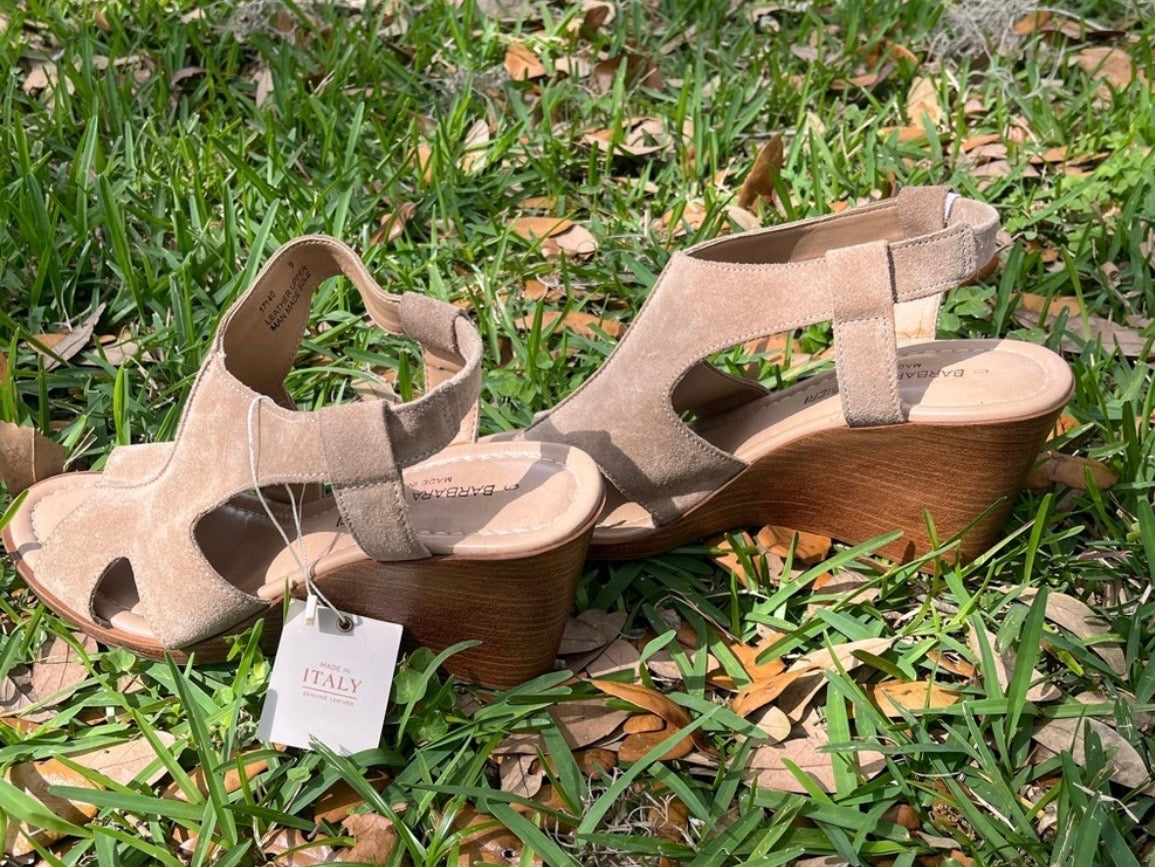 Barbara Barberi Tan Leather Wedges - Made in Italy