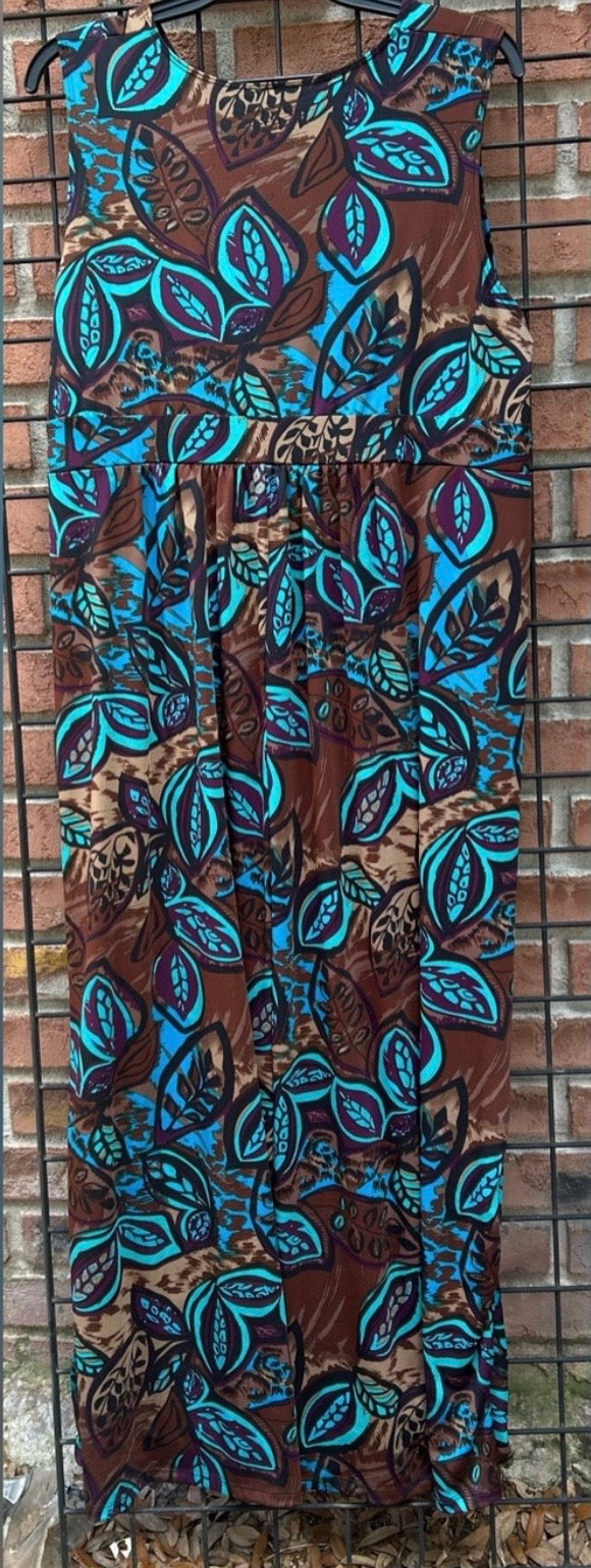 Kate & Mallory Teal and Brown Dress