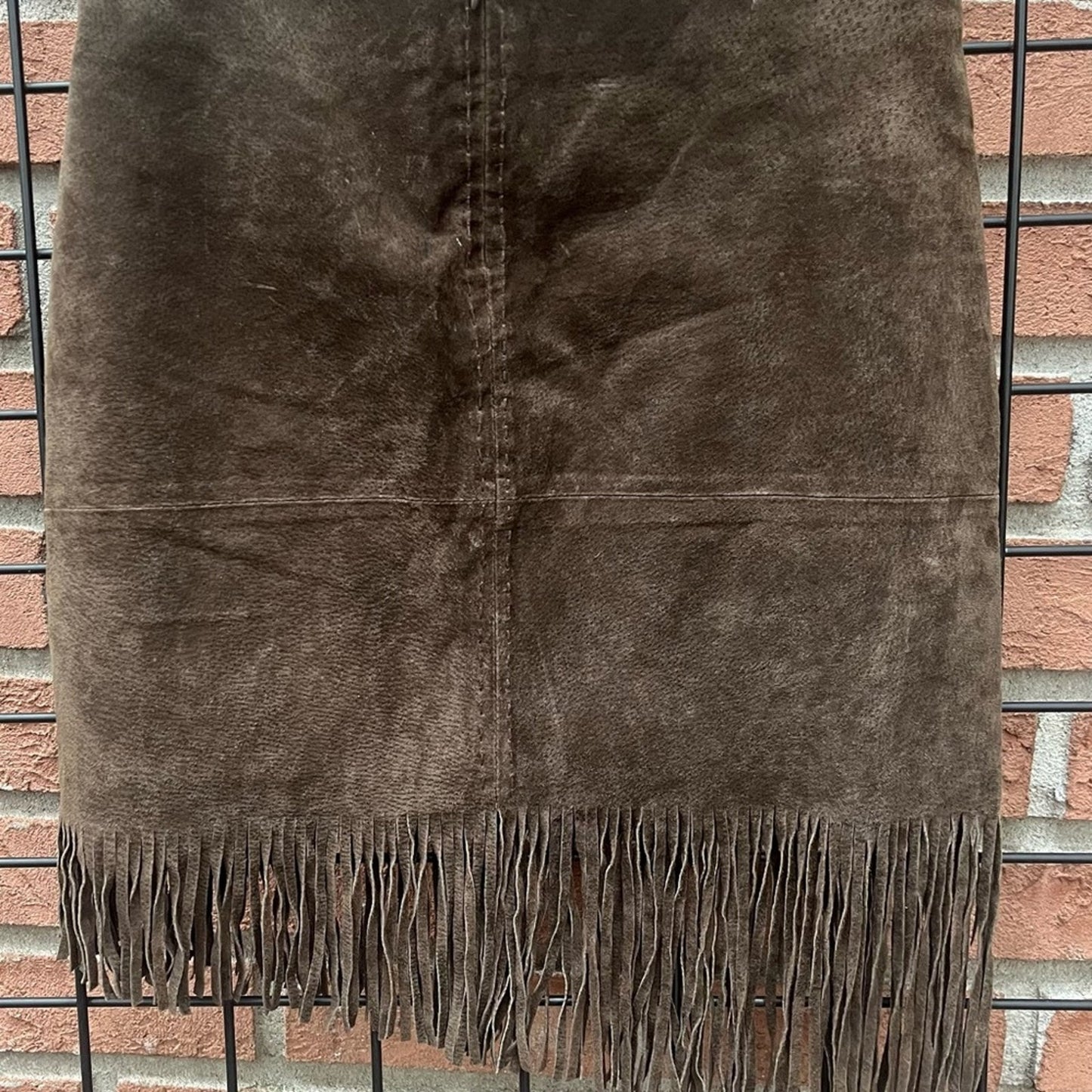 Rampage Dark Brown Leather Fringe Skirt