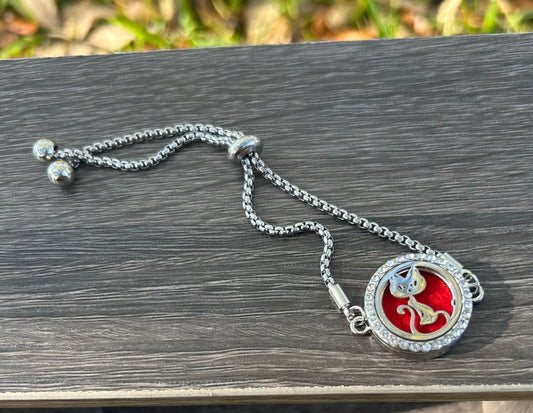 Cat Essential Oil Diffuser Bracelet Includes Lavender Essential Oil