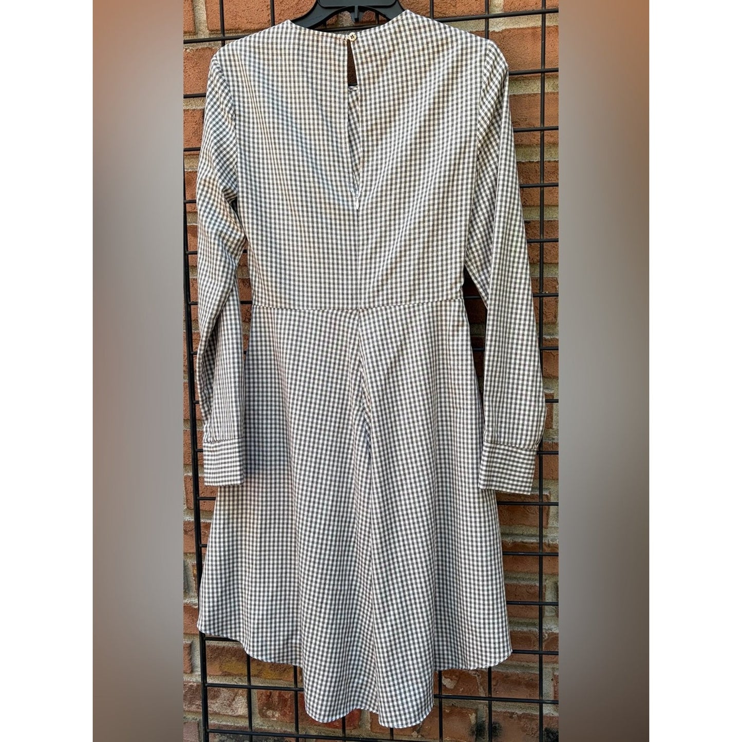 project RUNWAY Black and White Gingham Twist-Front Long Sleeve Dress