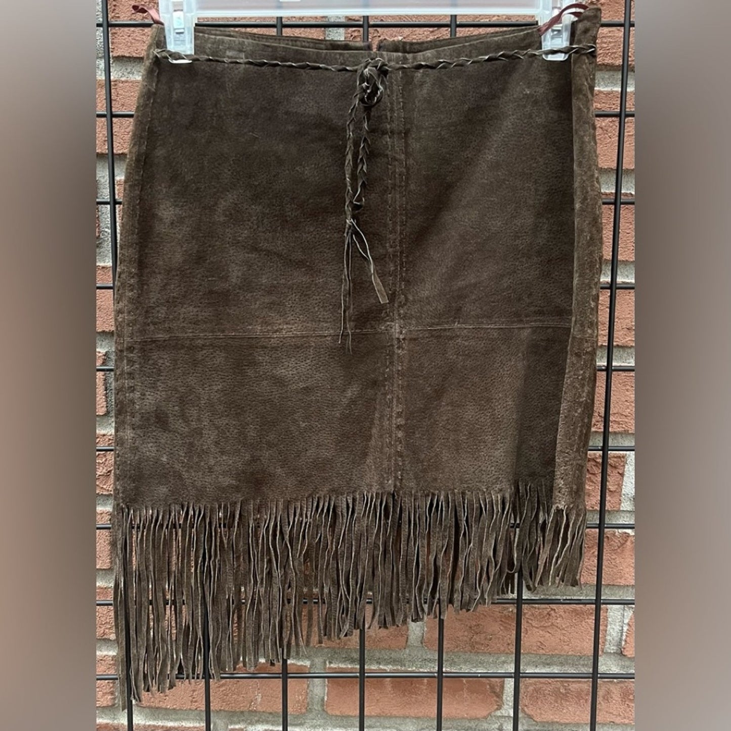 Rampage Dark Brown Leather Fringe Skirt