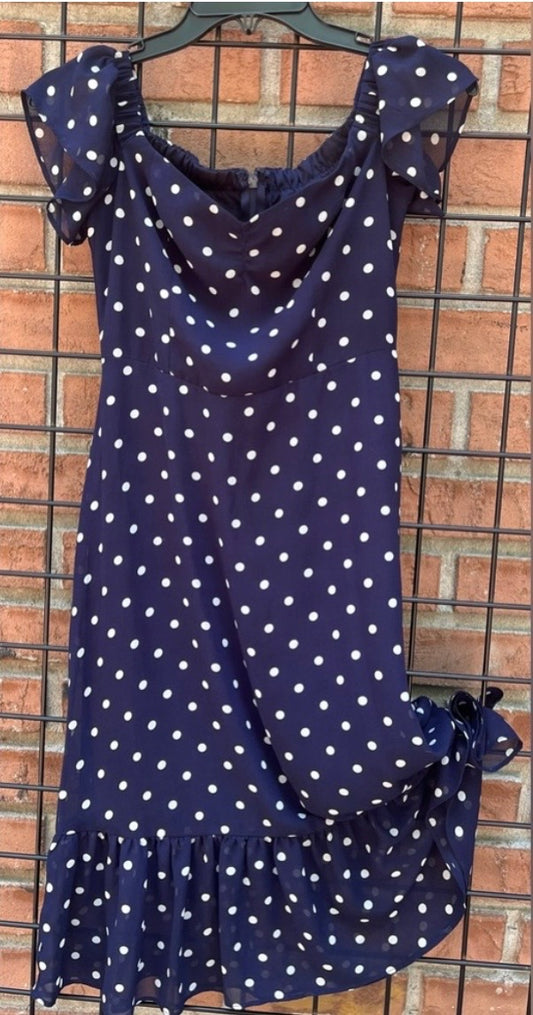 Lulus Navy and White Polka Dot Dress