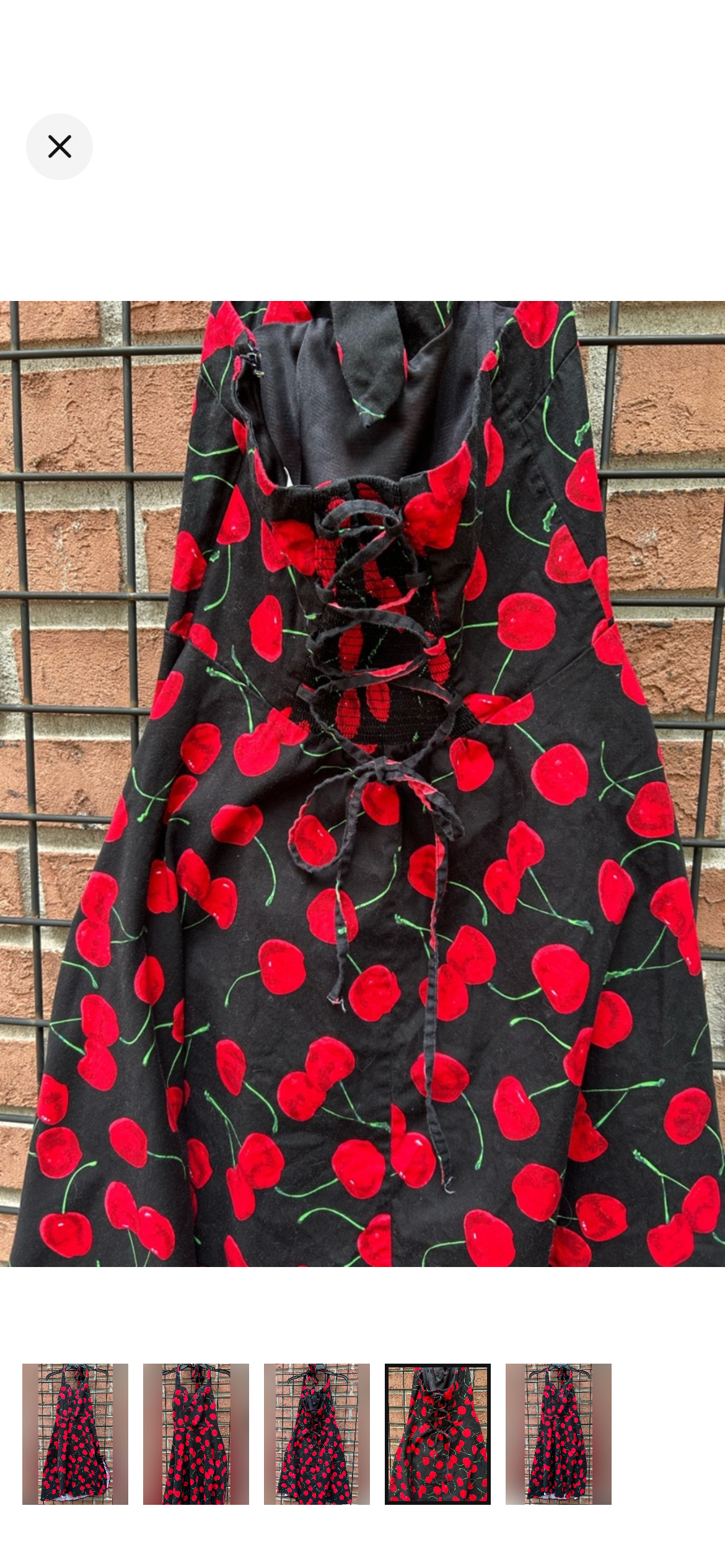 Topdress Black Halter Dress with Red Cherry Print