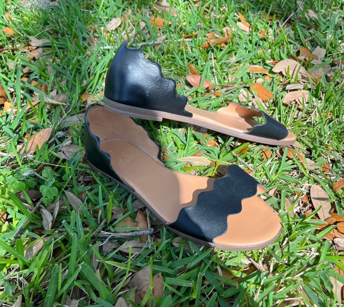 Black Leather J. Crew Flats
