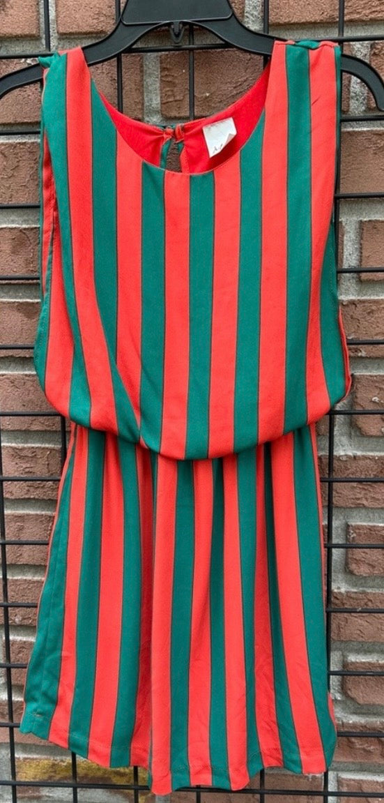 Vintage Monaco Red and Green Striped Dress