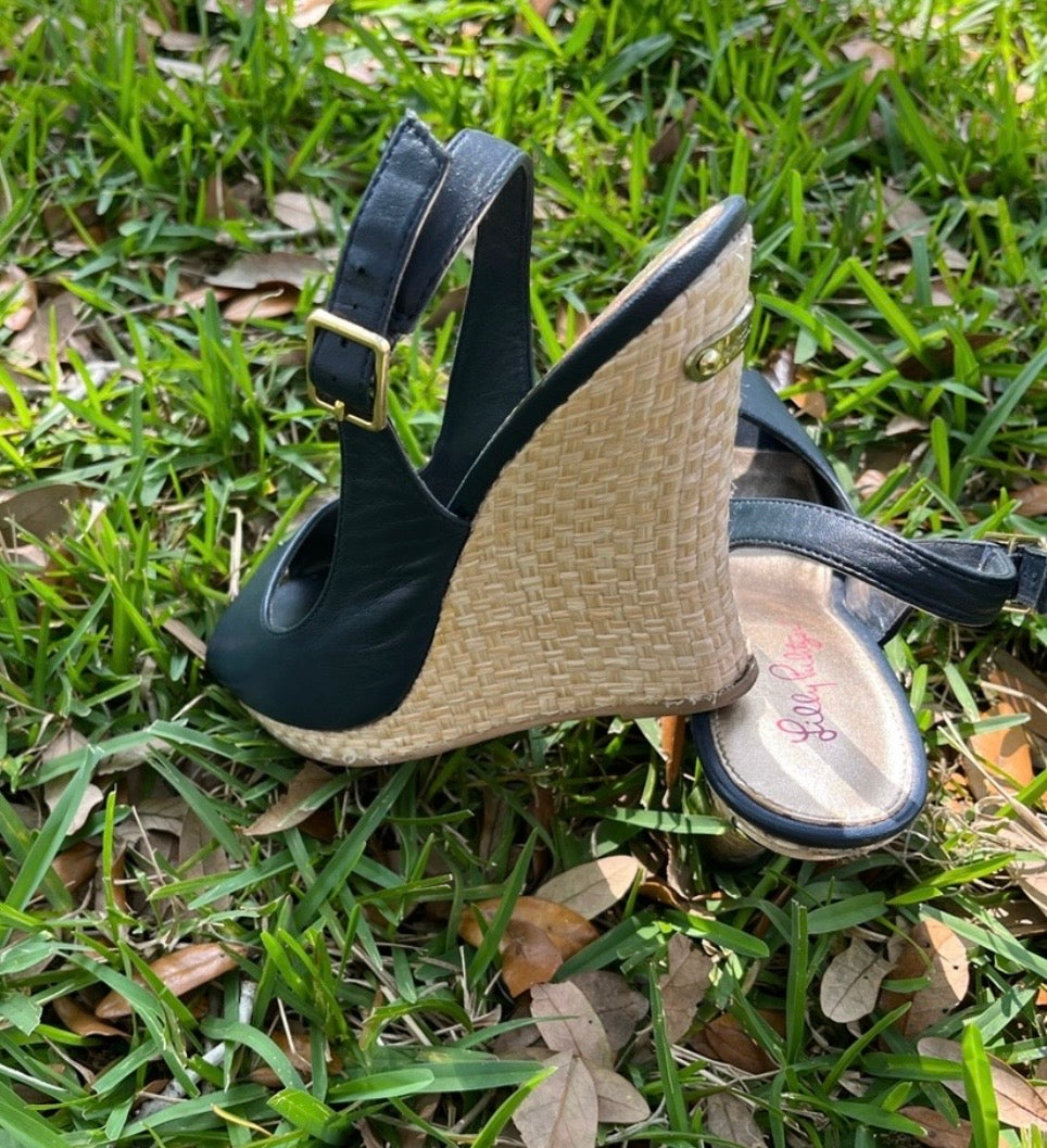 Lilly Pulitzer Leather Wedge Heels
