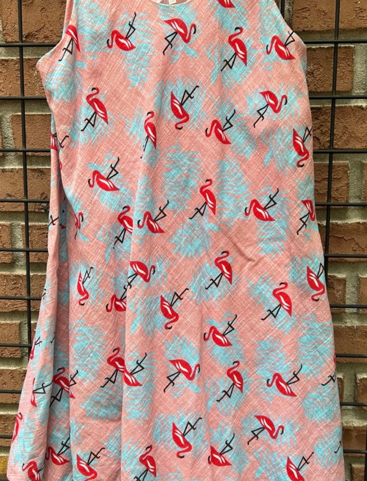 India Boutique Coral and Aqua Flamingo Sleeveless Dress