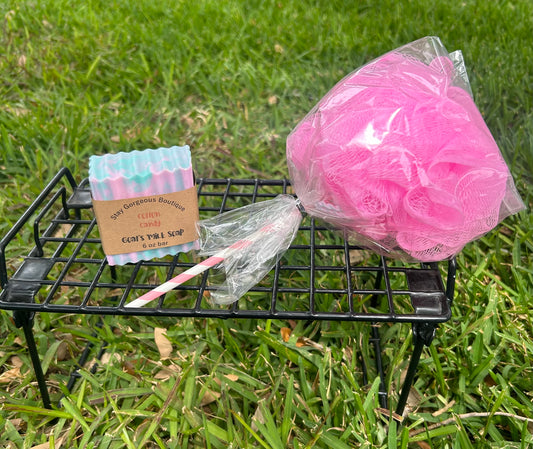 Pink Cotton Candy Goat’s Milk Soap & Loofah Set