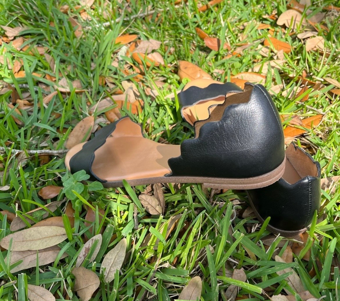 Black Leather J. Crew Flats