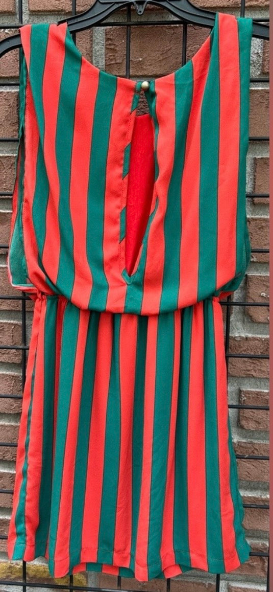 Vintage Monaco Red and Green Striped Dress