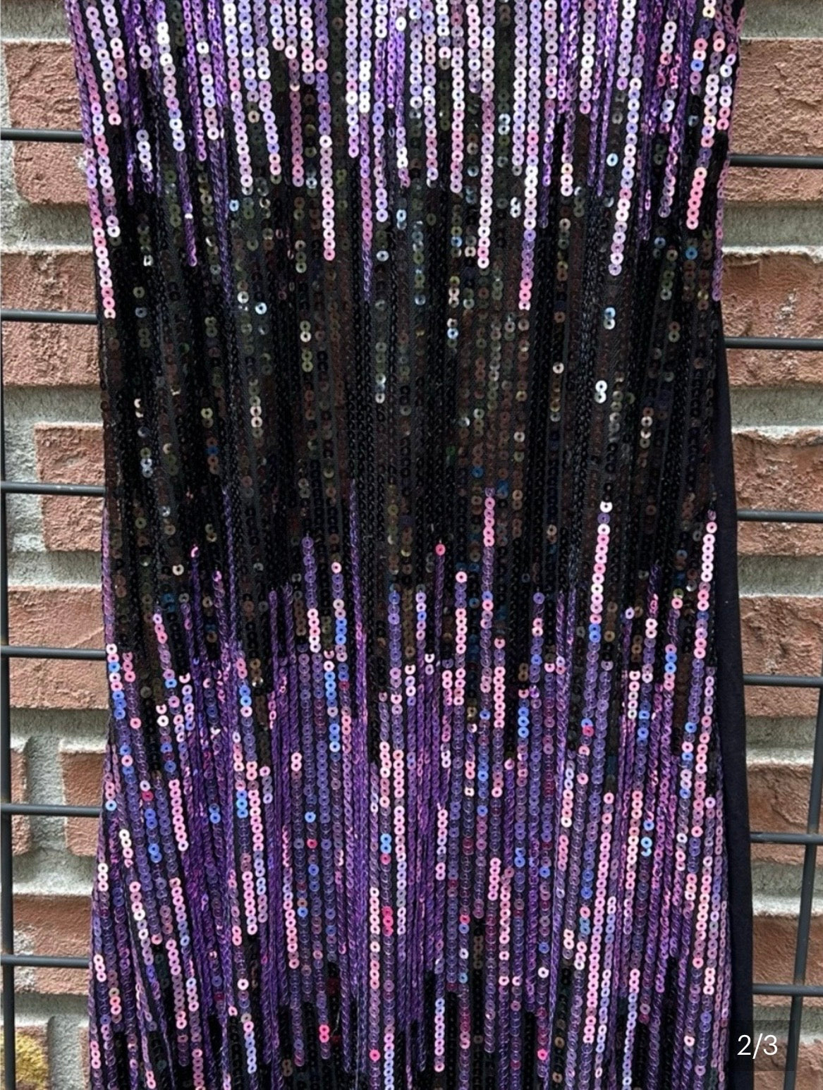 Dots Purple and Black Sequin V-Neck Slip Dress