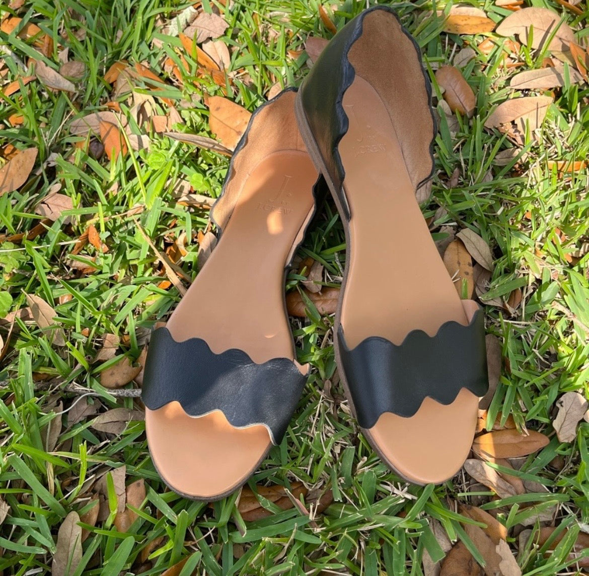 Black Leather J. Crew Flats