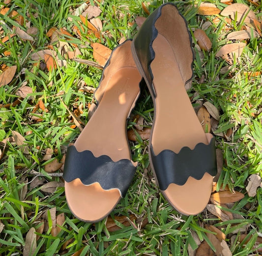 Black Leather J. Crew Flats