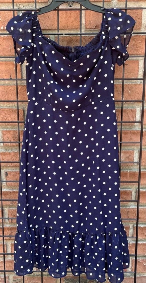 Lulus Navy and White Polka Dot Dress