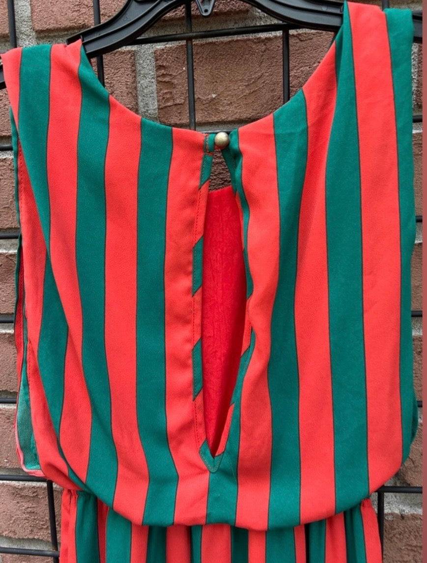 Vintage Monaco Red and Green Striped Dress