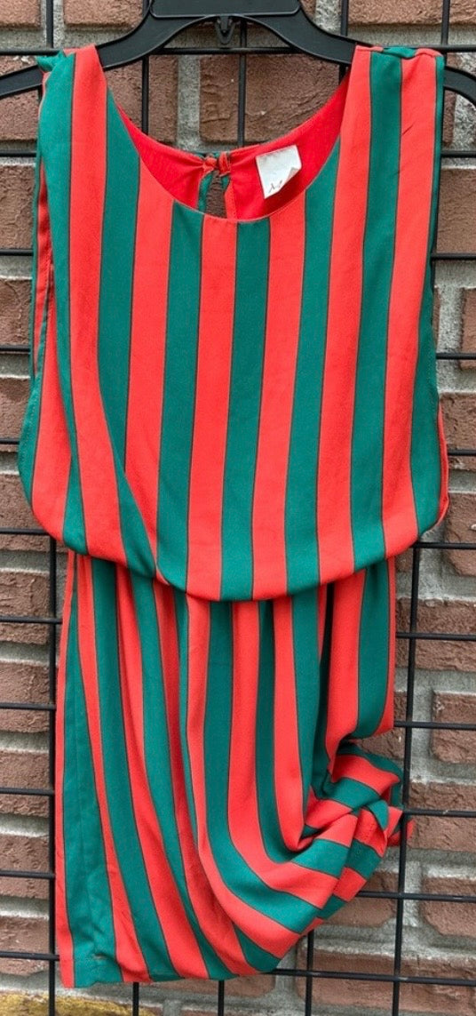 Vintage Monaco Red and Green Striped Dress