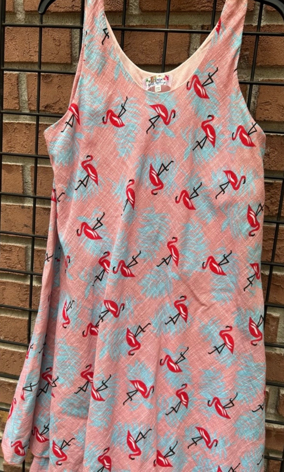 India Boutique Coral and Aqua Flamingo Sleeveless Dress