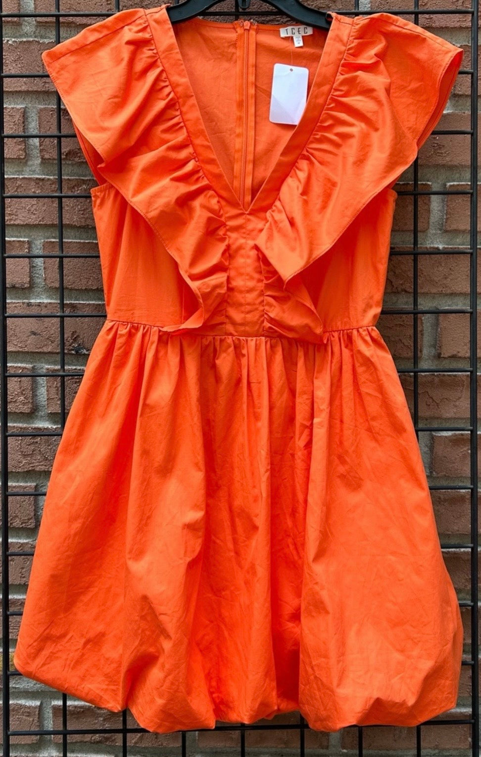 TCEC Vibrant Orange Ruffle Dress