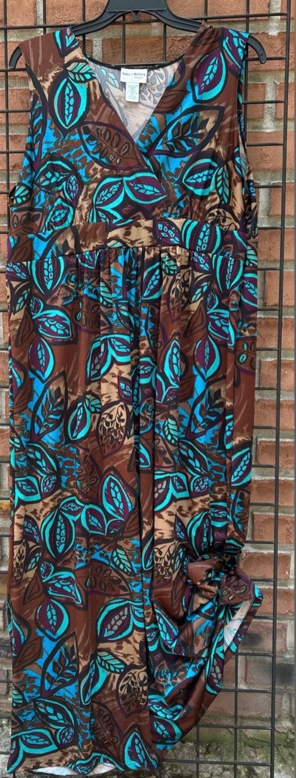 Kate & Mallory Teal and Brown Dress