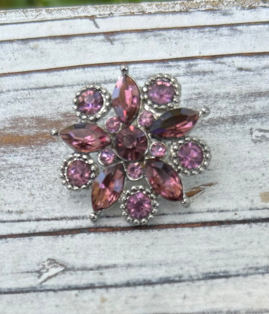 Pink and Purple Rhinestone Snap Bead 18mm