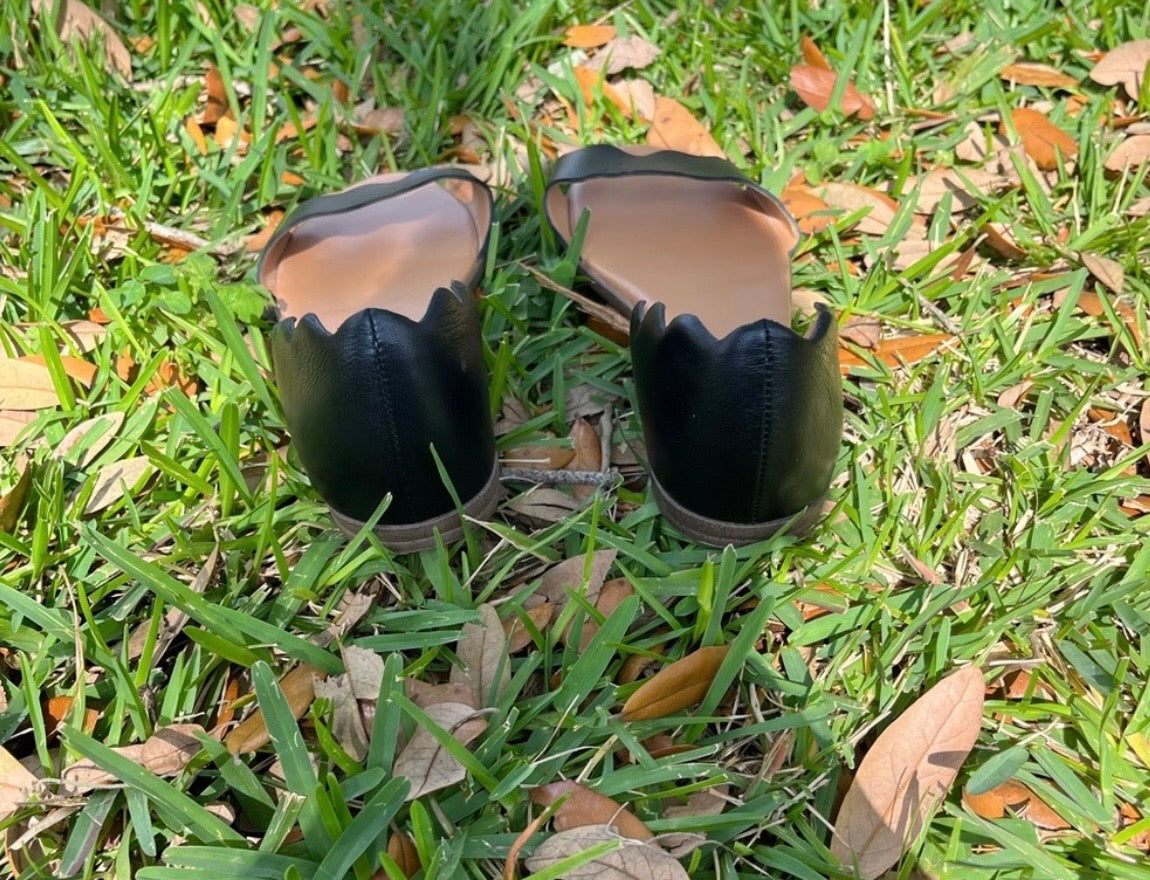 Black Leather J. Crew Flats