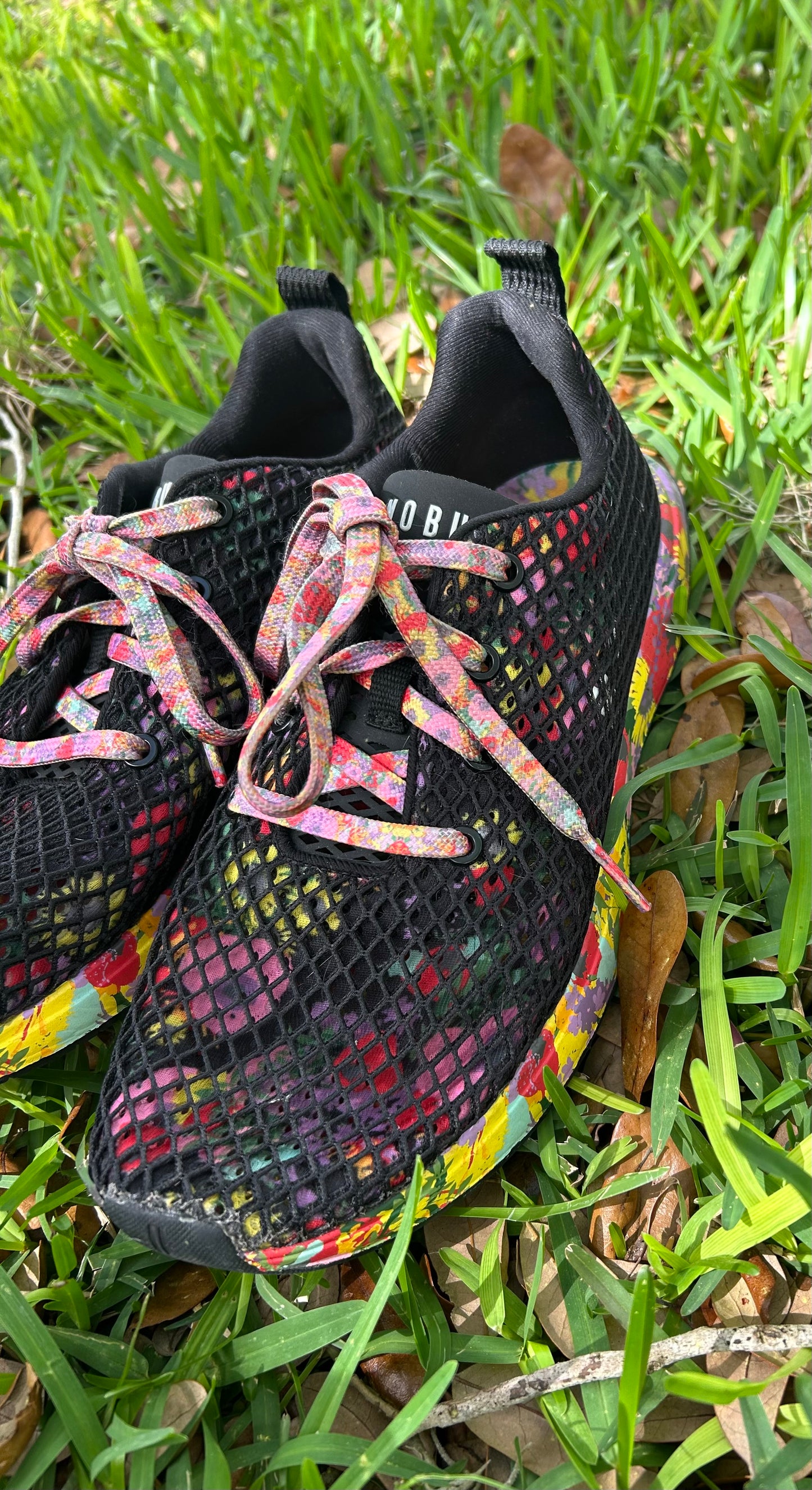 NOBULL Black Mesh Sneakers with Multicolor Accents