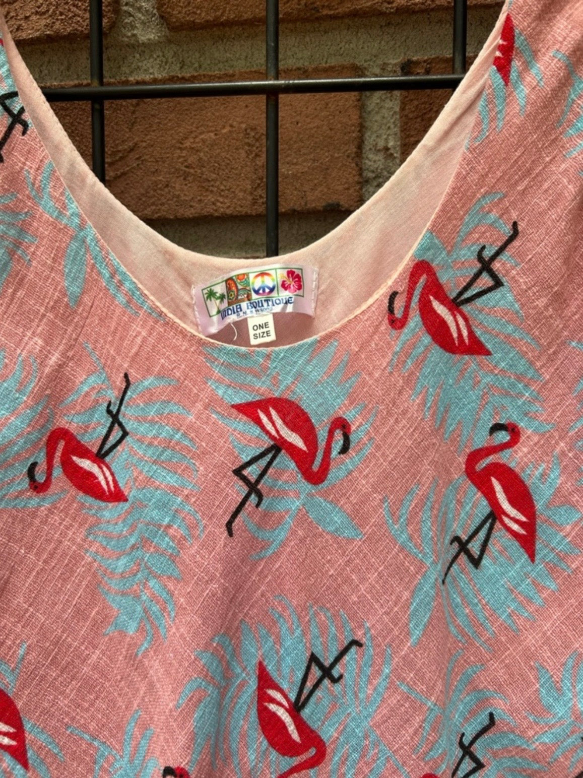 India Boutique Coral and Aqua Flamingo Sleeveless Dress