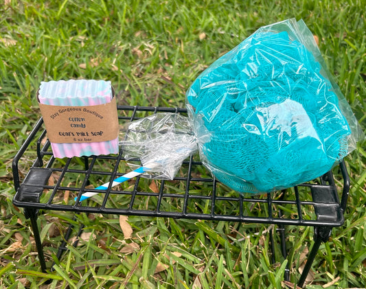 Blue Cotton Candy Goat’s Milk Soap & Loofah Set