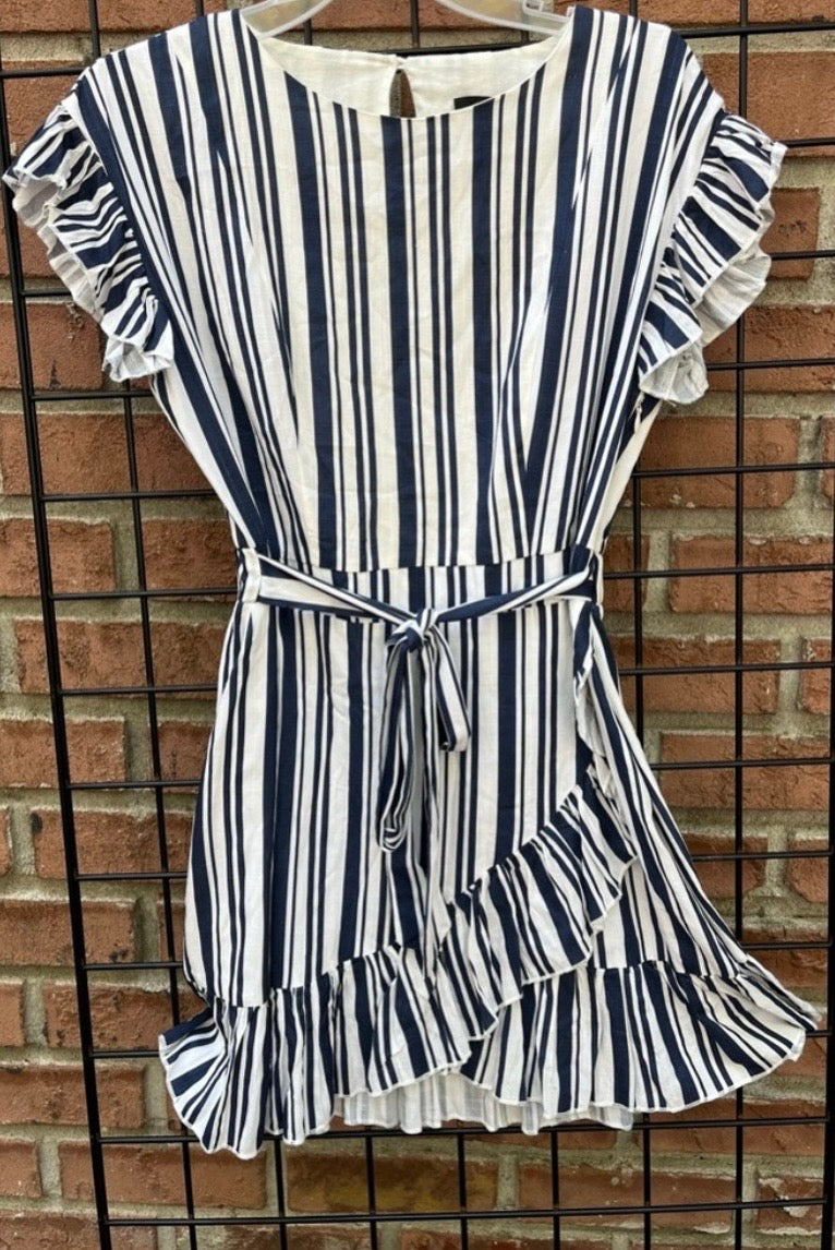 Aqua Navy and White Dress