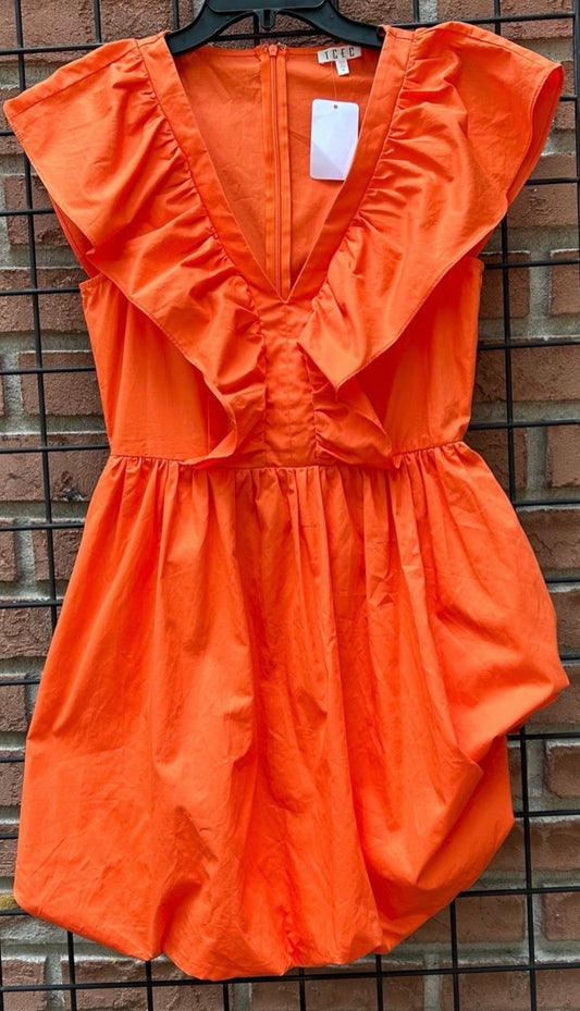 TCEC Vibrant Orange Ruffle Dress