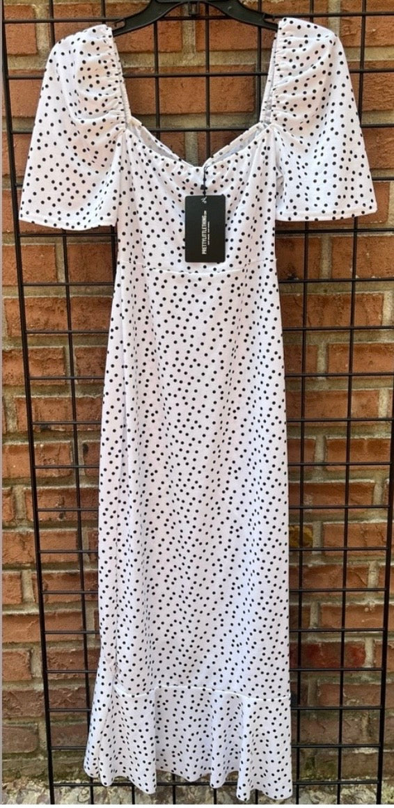 Pretty Little Thing Black and White Polka Dot Dress