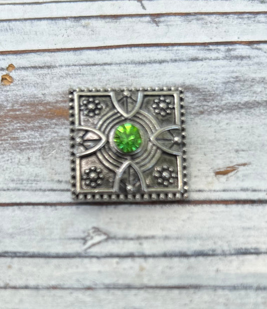 Green Rhinestone Snap Bead 18mm