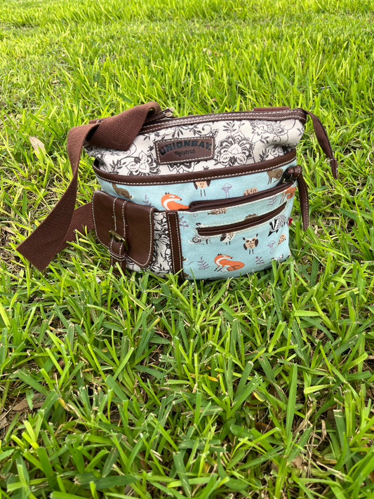 Union Bay Wildlife Canvas and Leather Crossbody