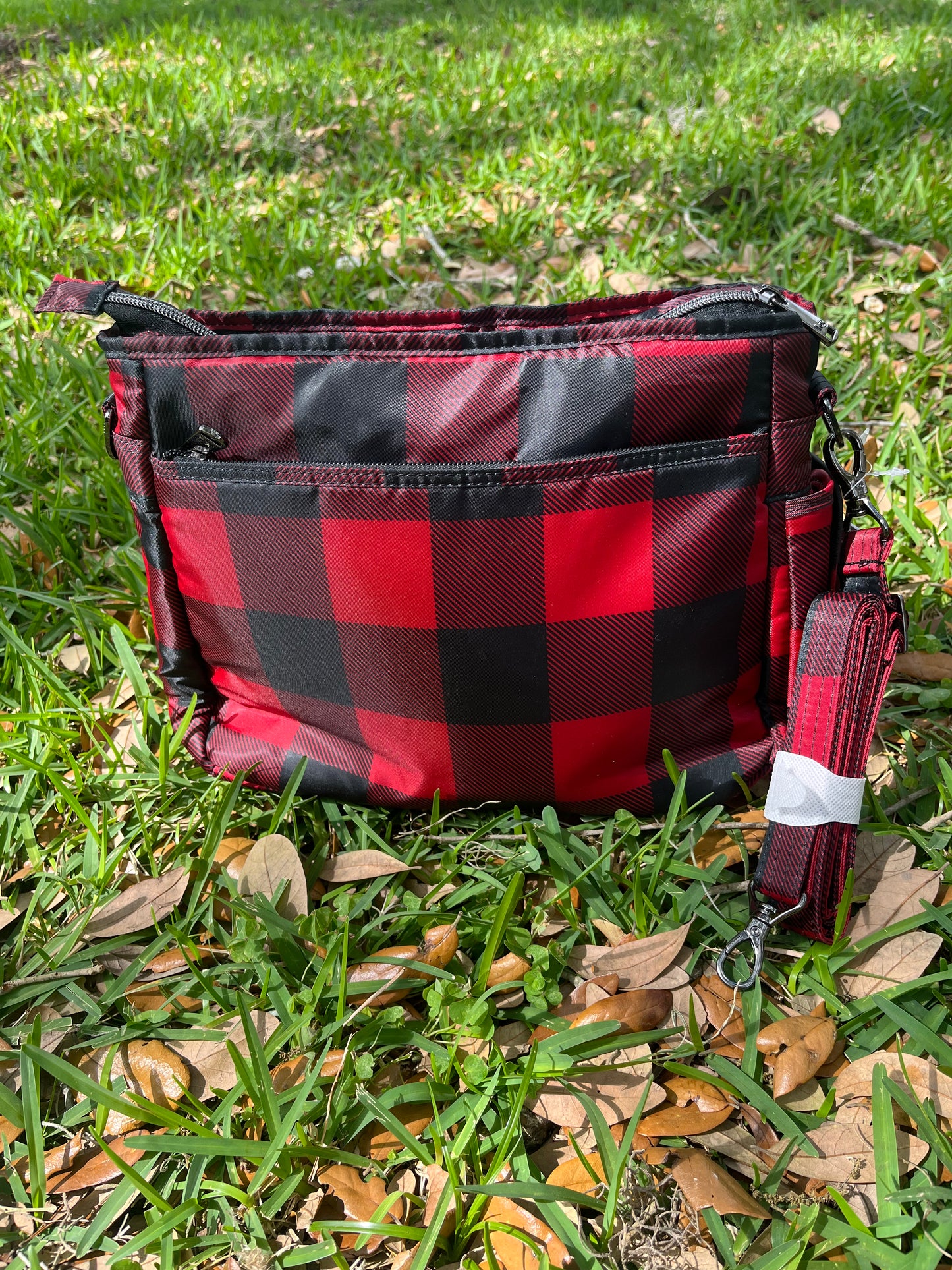 Lug Red and Black Buffalo Checkered Shoulder Purse with Adjustable Straps