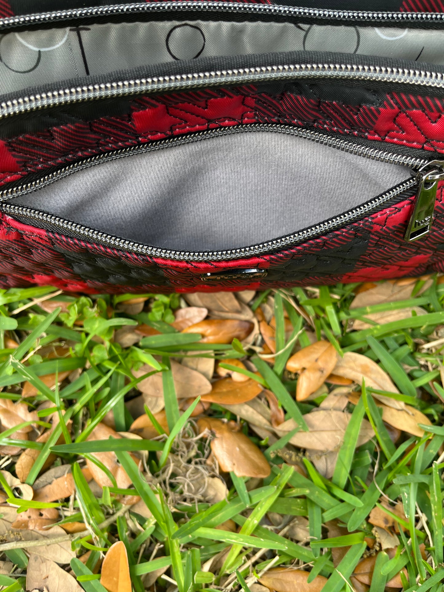 Lug Red and Black Buffalo Checkered Shoulder Purse with Adjustable Straps