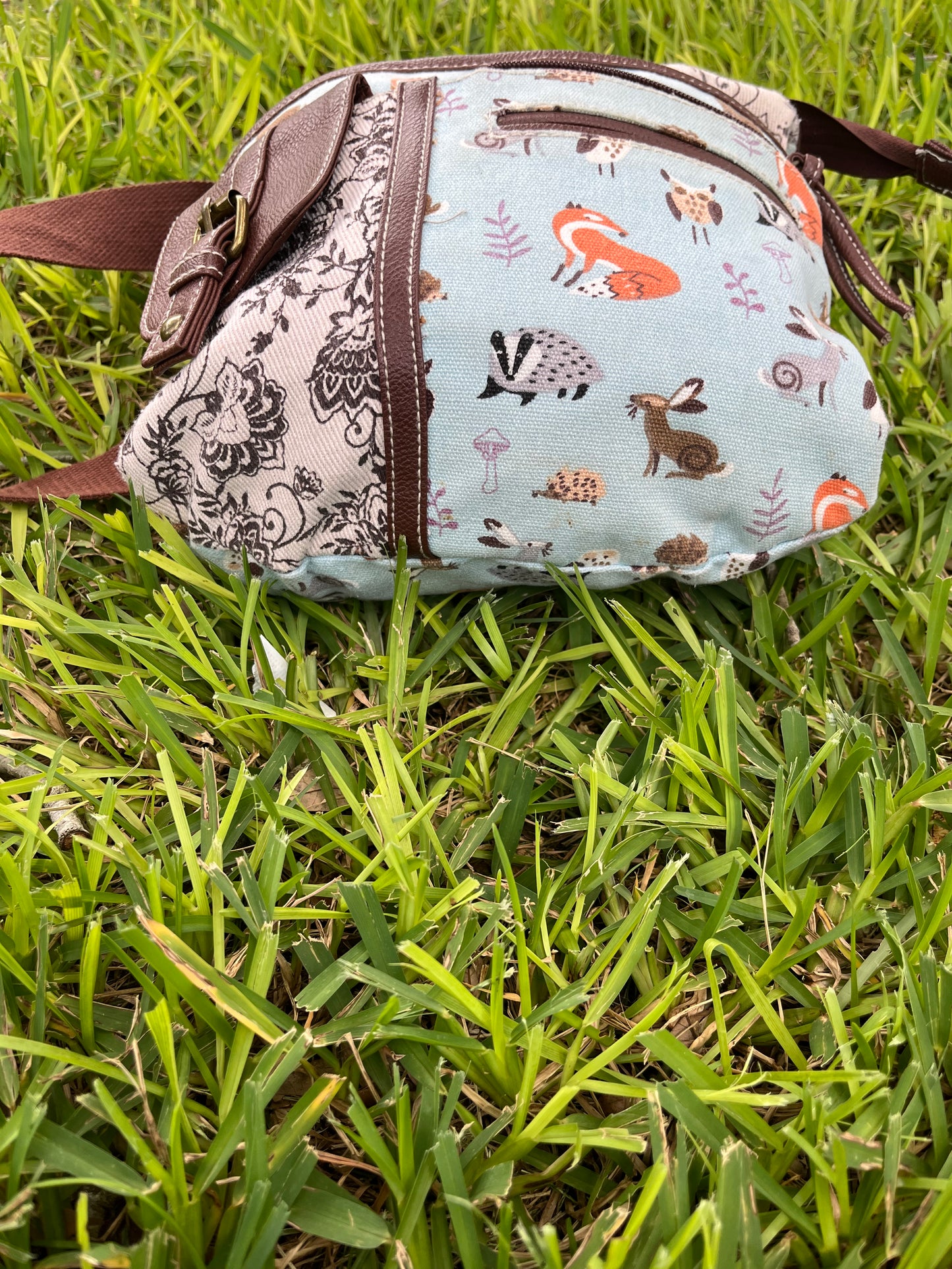 Union Bay Wildlife Canvas and Leather Crossbody