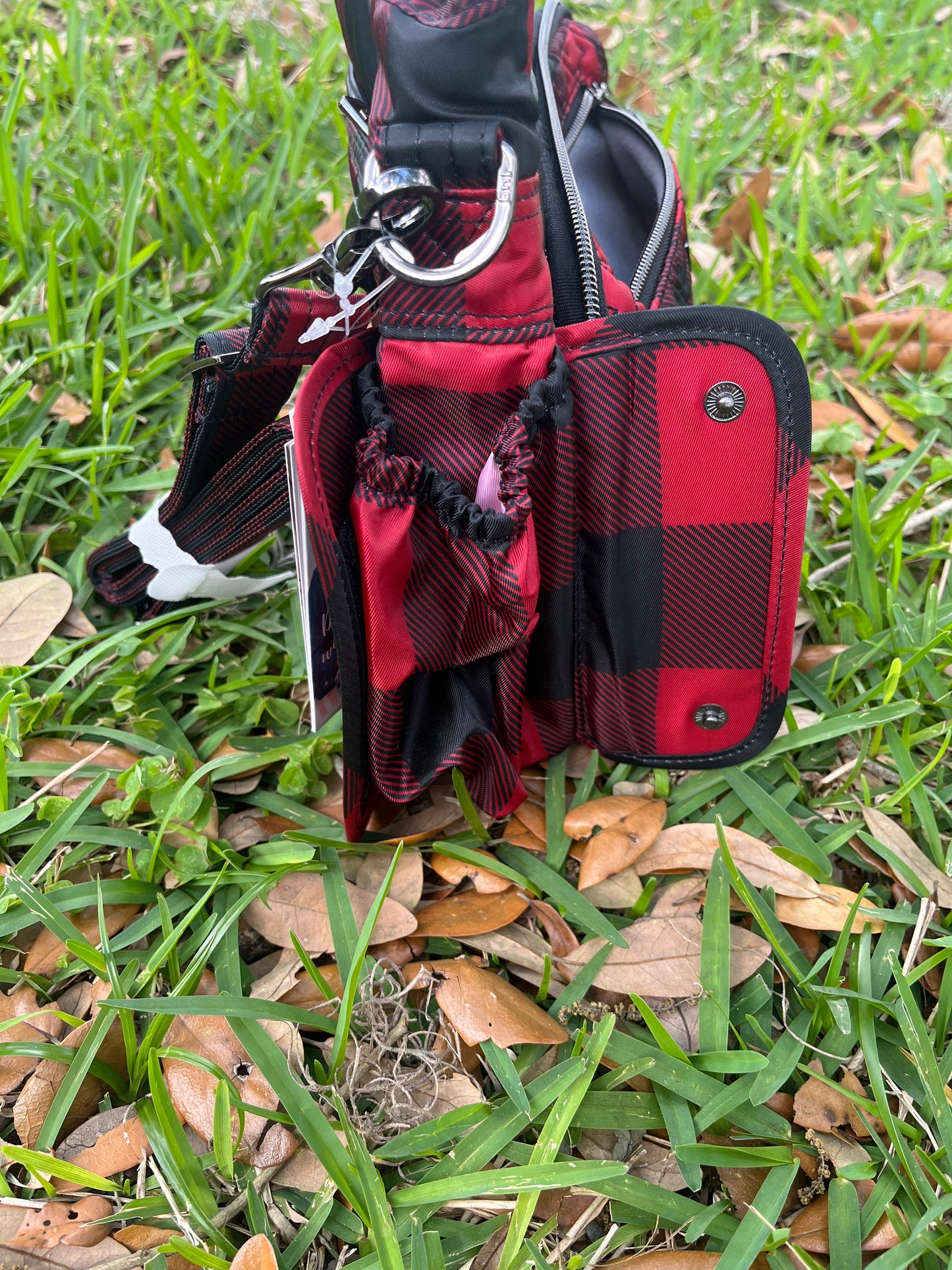 Lug Red and Black Buffalo Checkered Shoulder Purse with Adjustable Straps