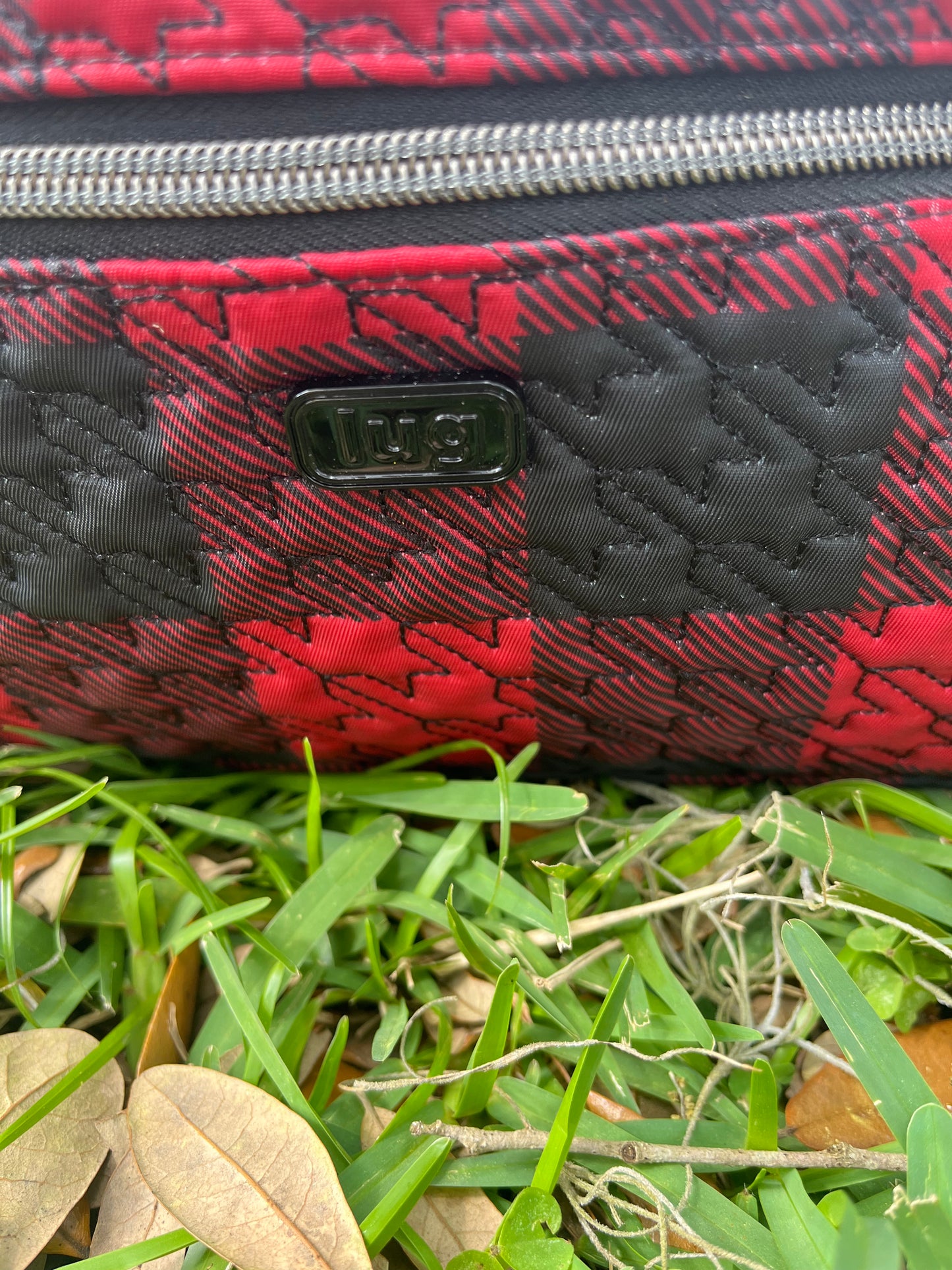 Lug Red and Black Buffalo Checkered Shoulder Purse with Adjustable Straps