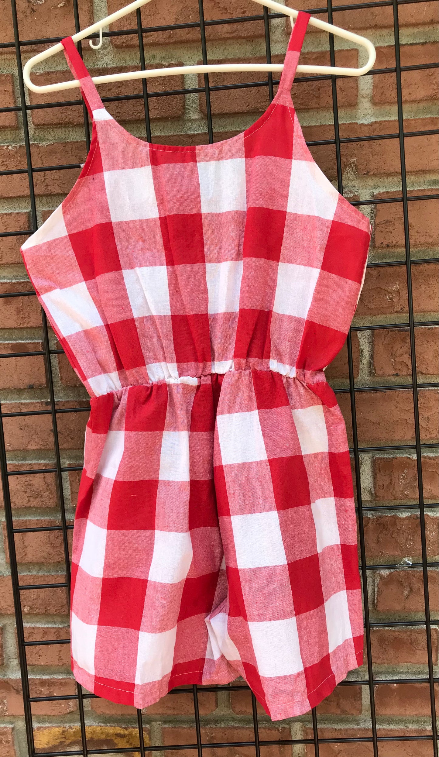 Red and White Buffalo Plaid Romper